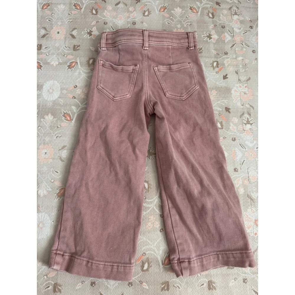 HM Kids Girls Dusty Rose Pink Wide Leg Jeans Toddler Size‎ 3T Stretch Denim